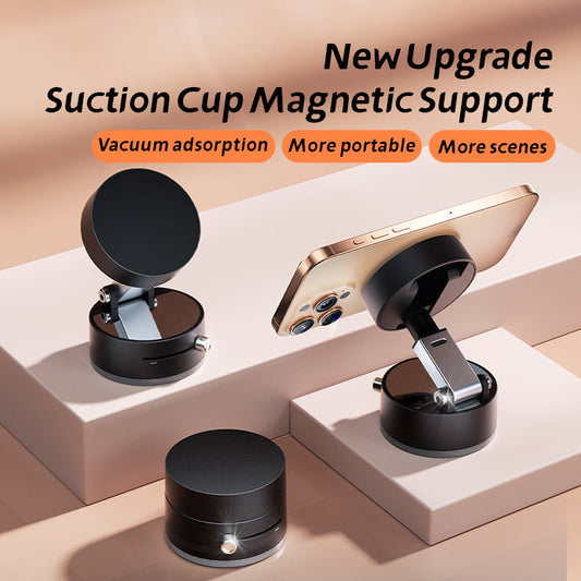 Magnetic Vacuum Phone Holder – 2-in-1 Compact & Foldable Mount | حامل الهاتف بالمغناطيس والشفط